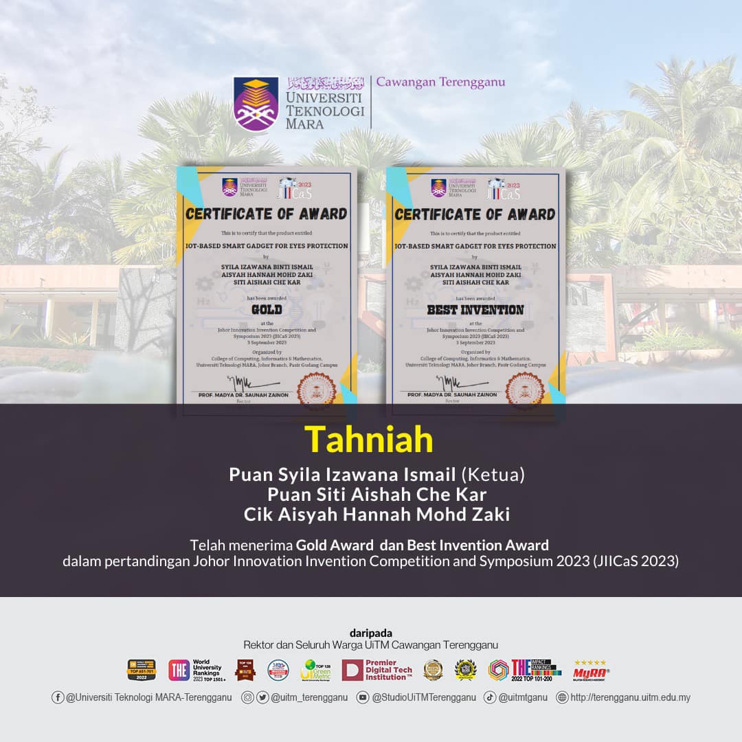 Congratulations to the recipients of the Gold Award and Best Invention Award in the Johor Innovation Invention Competition and Symposium 2023 (JIICaS 2023)