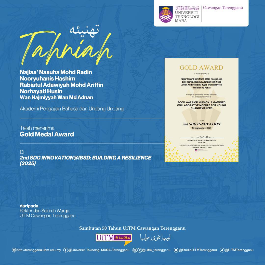 Congratulations on receiving the Gold Medal Award at the 2nd SDG INNOVATION@IBSD: BUILDING A RESILIENCE (2025).