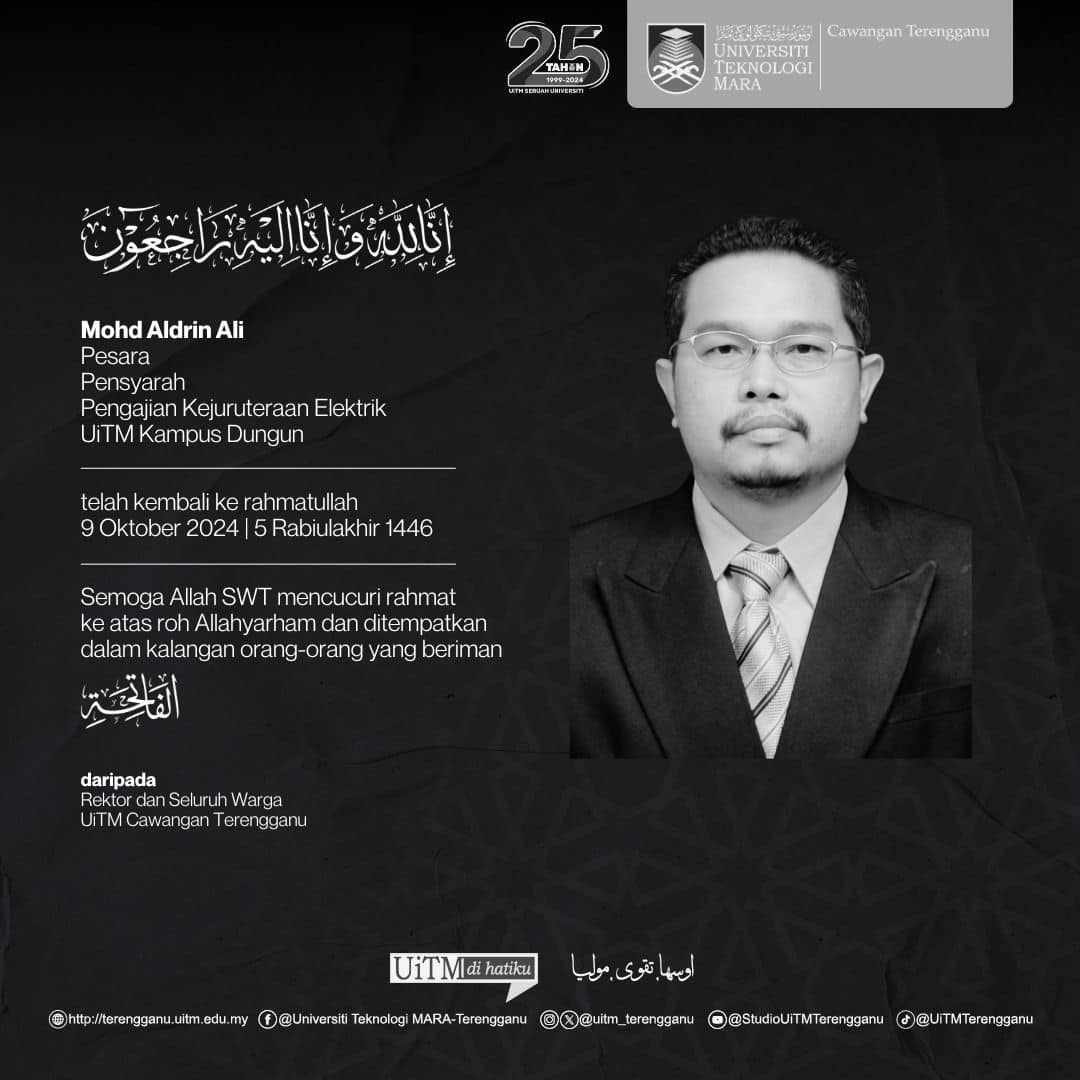 Our deepest condolences on the passing of Takziah Mohd Aldrin Ali  on October 7, 2024 (3 Rabiulakhir 1446).