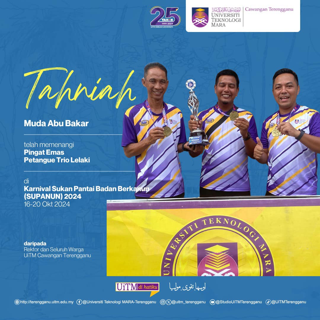 Congratulations Muda Abu Bakar has won the Gold Medal in the Men's Trio Petanque Competition at the Statutory Body Beach Sports Carnival (SUPANUN) 2024