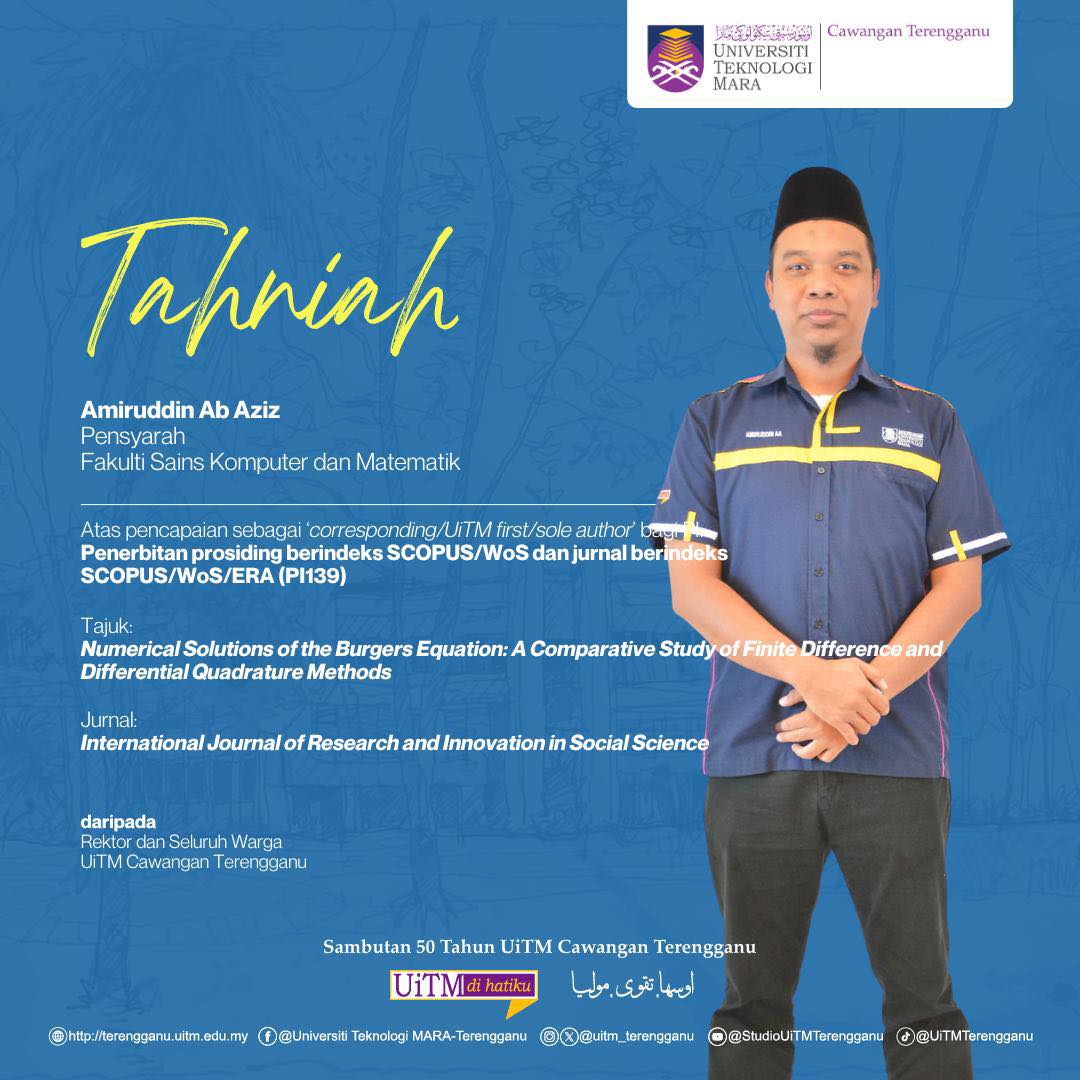 Congratulations to Amiruddin Ab Aziz on his achievement as ‘Corresponding / UiTM First / Sole Author’ for PI: Publication of SCOPUS / WoS indexed proceedings and SCOPUS / WoS / ERA indexed journals (PI139)