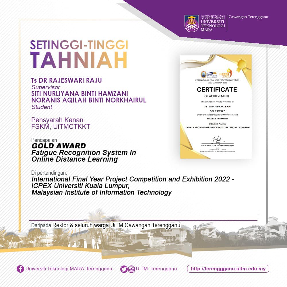 Tahniah atas kemenangan pingat emas di International Final Year Project Competition and Exhibition 2022
